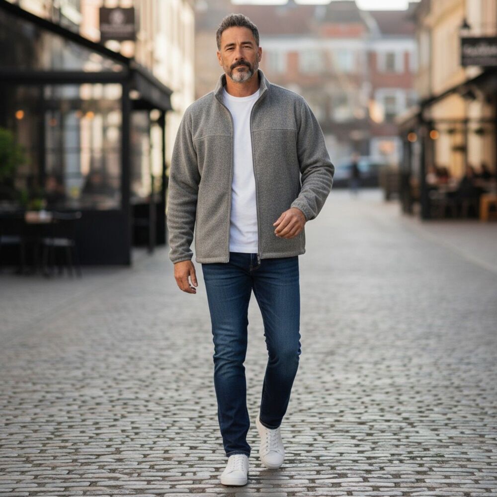 STARTER - Men's Fleece Full Zip Mock Turtleneck Sweatshirt 2XL